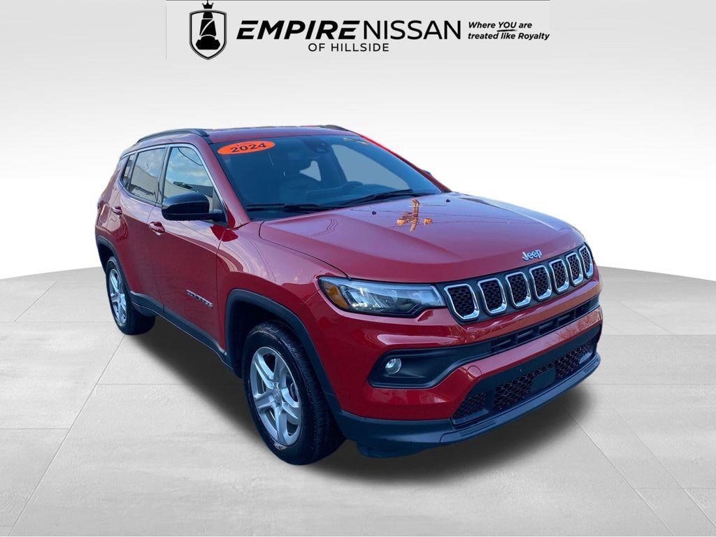 2024 Jeep Compass Latitude 4x4 in Red — front three-quarter view