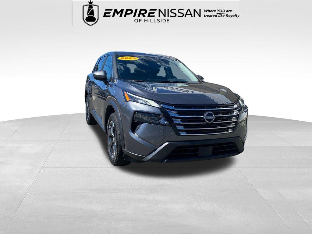 2025 Nissan Rogue SV Intelligent AWD in Gun Metallic — front three-quarter view