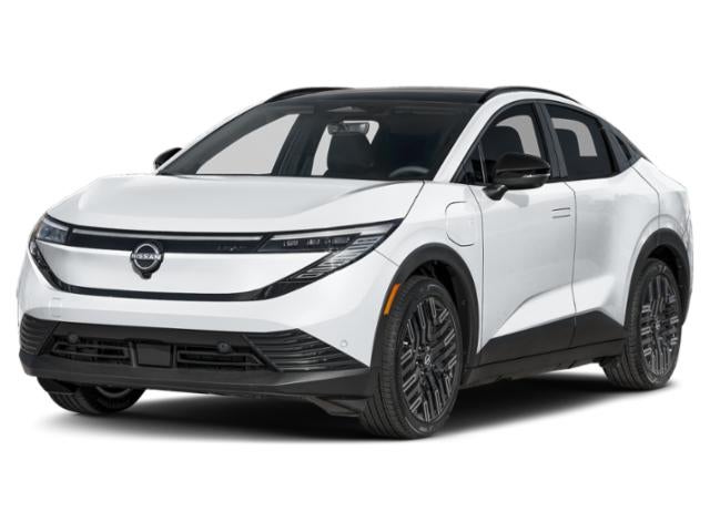 2026 Nissan LEAF PLATINUM+ in Everest White Pearl Tricoat — front three-quarter view